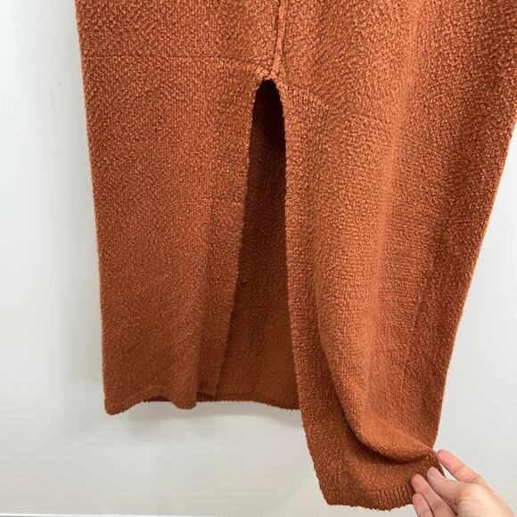 Free People Beach Orange Brown Boho Strapless Knit Rio Sweater Maxi Dress Medium - Picture 7 of 8